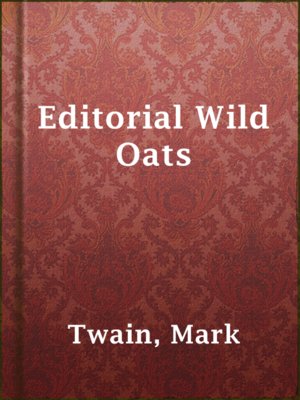 cover image of Editorial Wild Oats